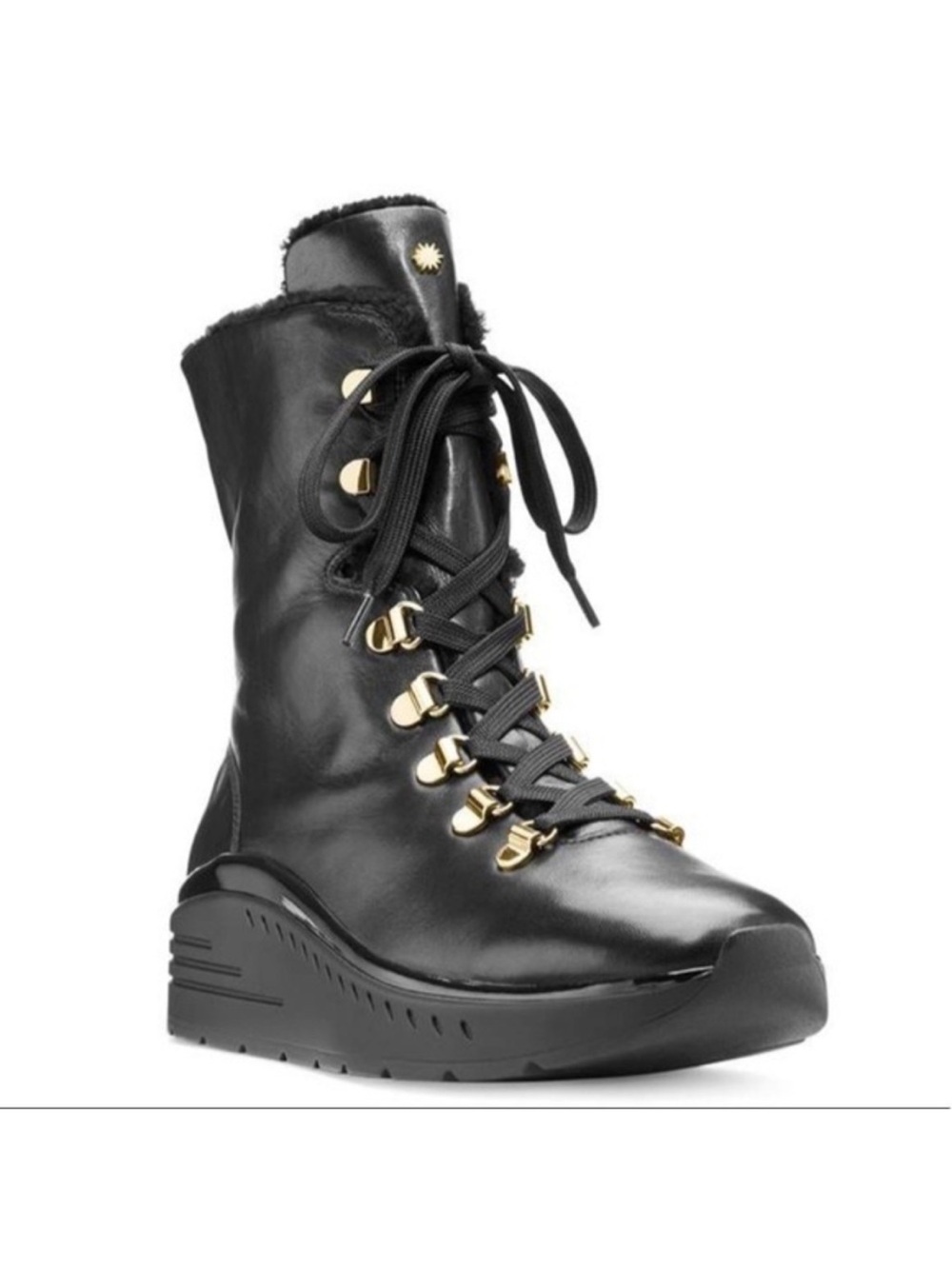 Stuart Weitzman OCEANE Lace-Up Shearling Boots – Size 6.5